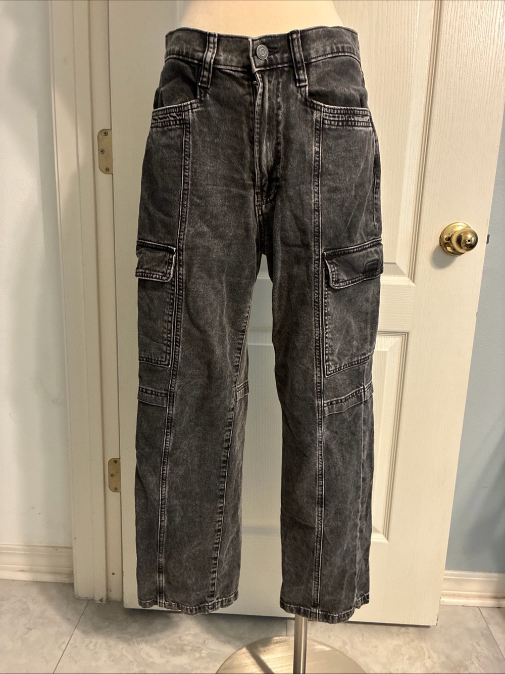 Gap High Rise Cargo Jeans Women Faded Black Women 8P